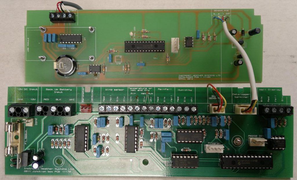 MetPlus data logger PCB above and sensor interface PCB below removed from case.