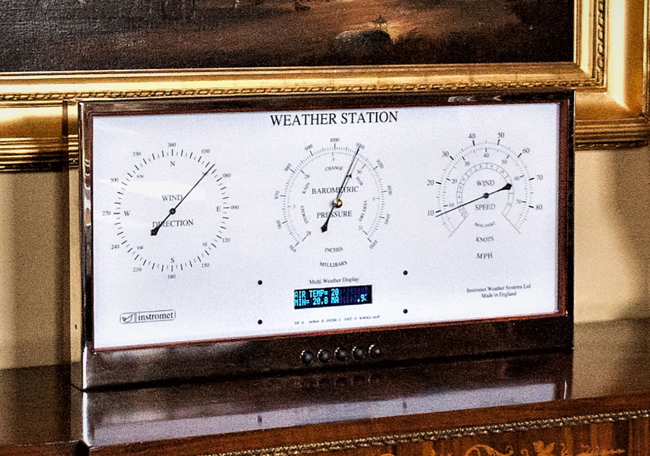 Instromet Executive automatic weather station with weather parameters shown on the weather display panel.